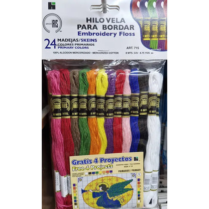 Hilo Escolar Manualidades De Algodón 24 Madejas De Colores Multicolor