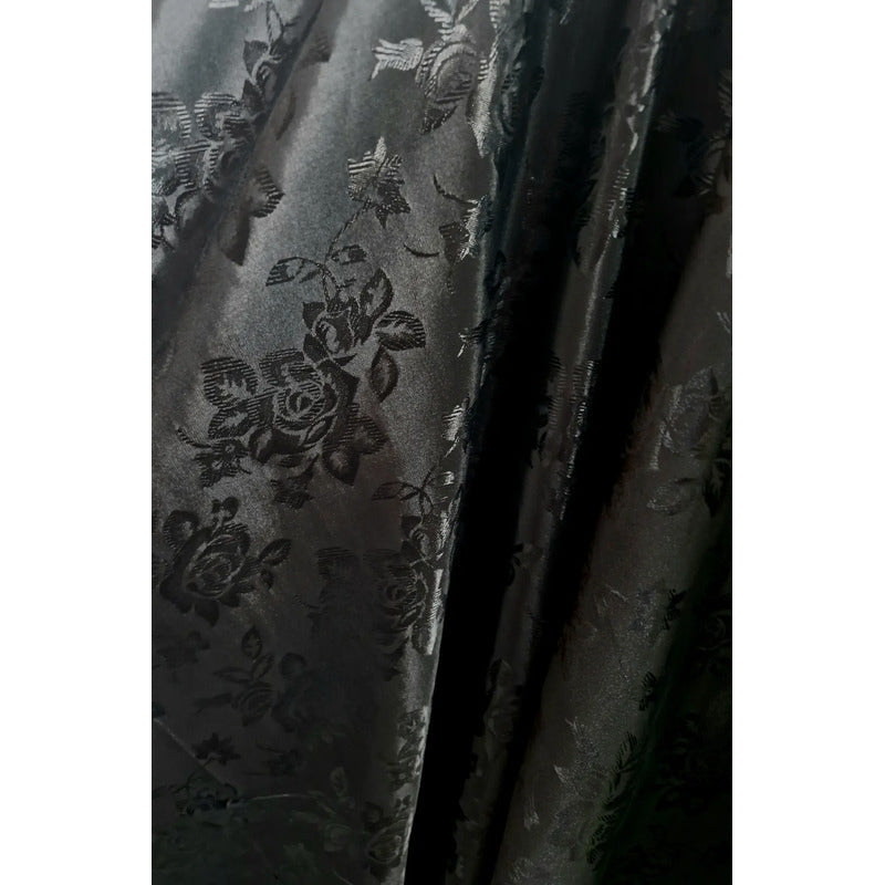 Tela Raso Jaquard, Vestidos (1metro) Negro Relieve