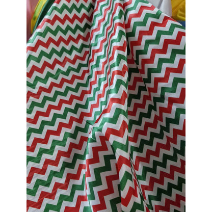Tela Satinada De Zig Zag ( 1 Metro) Tricolor Zig Zag