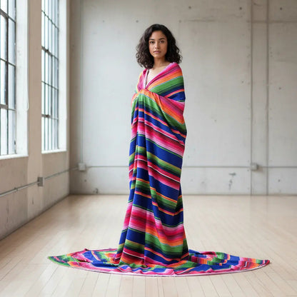 Tela Estampada Patrón De Zarape Mexicano (1 Metro) Azul Zarape
