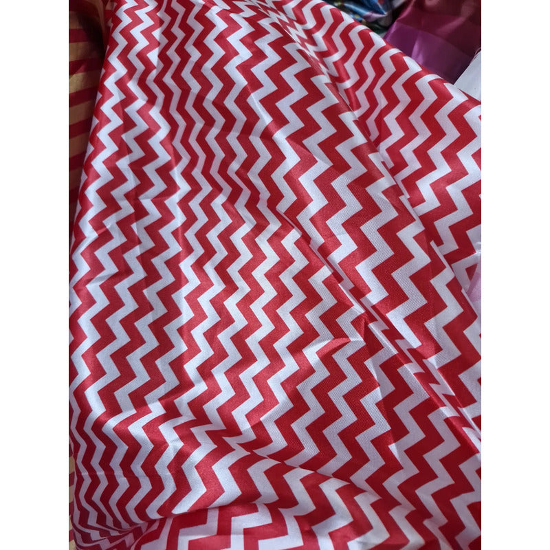 Tela Satinada De Zig Zag ( 1 Metro) Rojo Zig. Zag