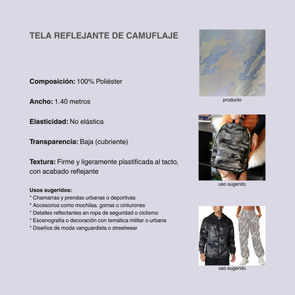 Tela Reflejante De Camuflaje (1 Metro) Azul
