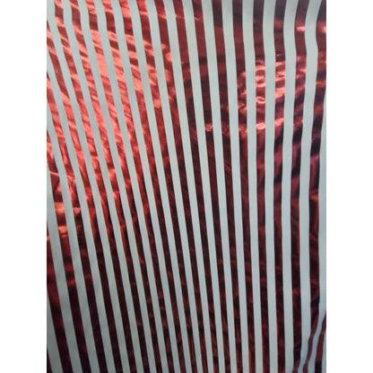 Tela Lycra Metálica Caramelo De 2cm Rayas ( 1 Metro) Blanco Con Rojo Lycra Metalica Caramelo