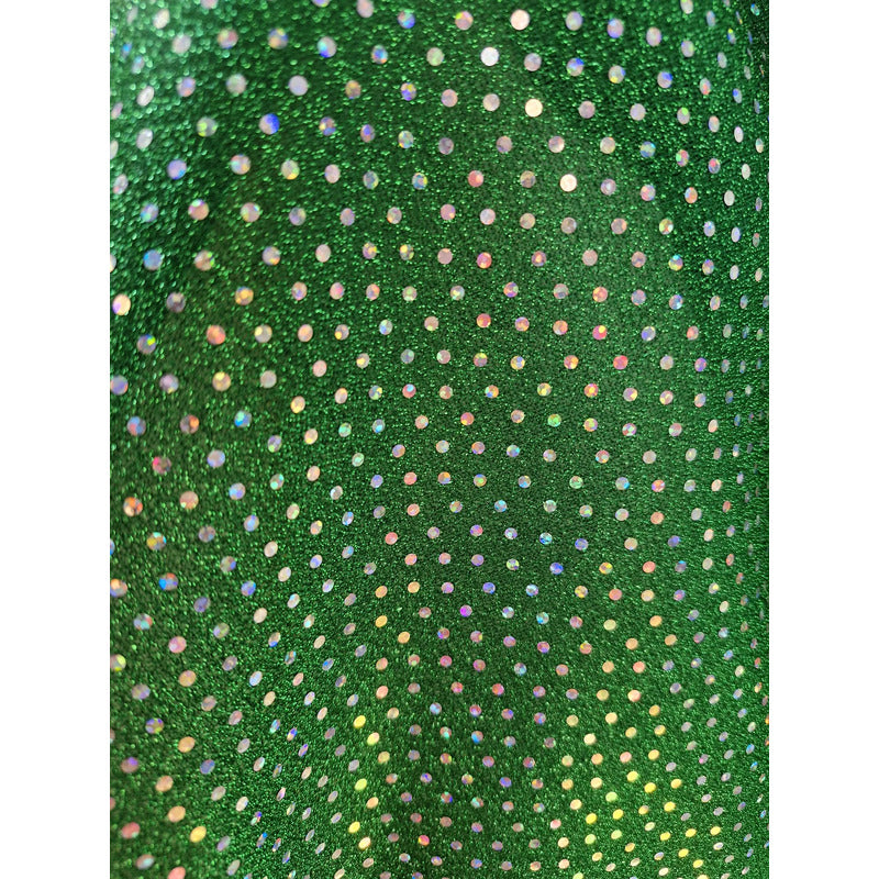 Tela Galaxia Lentejuela  Elástica Trikelle ( 1 Metro).retazo Verde Galaxia Lentejuela