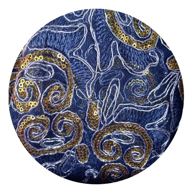 Tela Con Patrones Bordados Y Lentejuelas De Colores (1m)