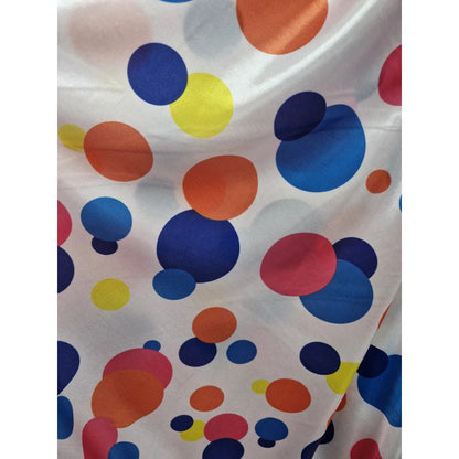 Tela Blanca Con Bolas De Payaso Soccer  Brillante(1 Metro) Blanco Soccer Satín Bolas