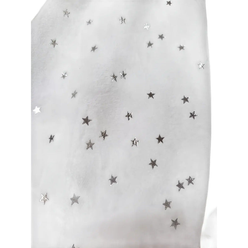 Tela Microtech Blanca Con Estrellas Plateadas (1 Metro) Blanco Estrellas