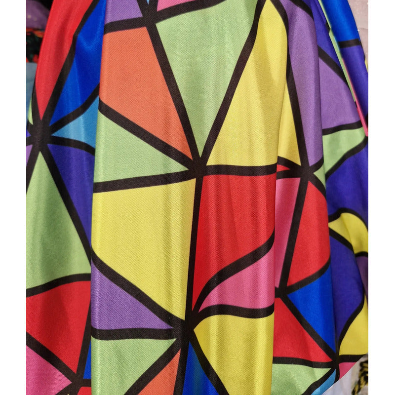 Tela Triángulos Brillante Modelo Soccer  (1 Metro) Colores Triángulos
