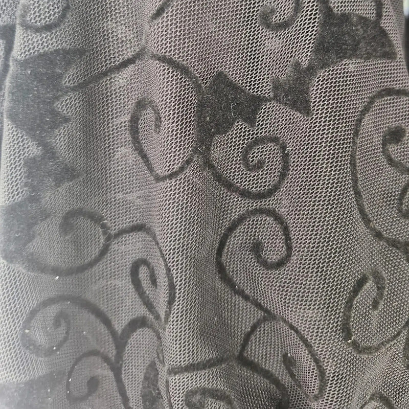 Tela Mesh Negro Disfraz Halloween, Día De Muertos (1 M) Negro Murcielagos