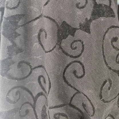 Tela Mesh Negro Disfraz Halloween, Día De Muertos (1 M) Negro Murcielagos
