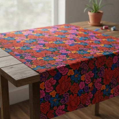 Tela Estampada Patrones México Flores Y Aves Coloridos  (1m)