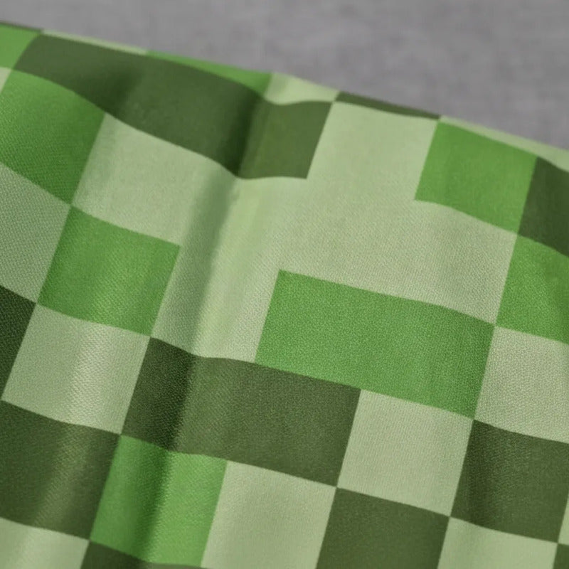 Tela Estampa Bombay  De Minecraft (1 Metro) Verde Cuadros
