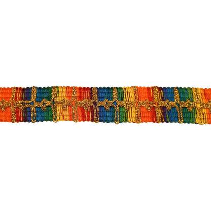 Galón bordado dorado multicolor 3 cm, rollo 15 m