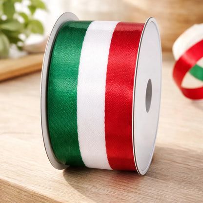 Listón Tricolor Patrio Satinado Varios Anchos (1 Rollo) Tricolor Ancho 9