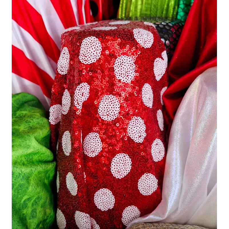 Tela Elástica Con Lentejuelas Patrones Navideños (1 Metro)