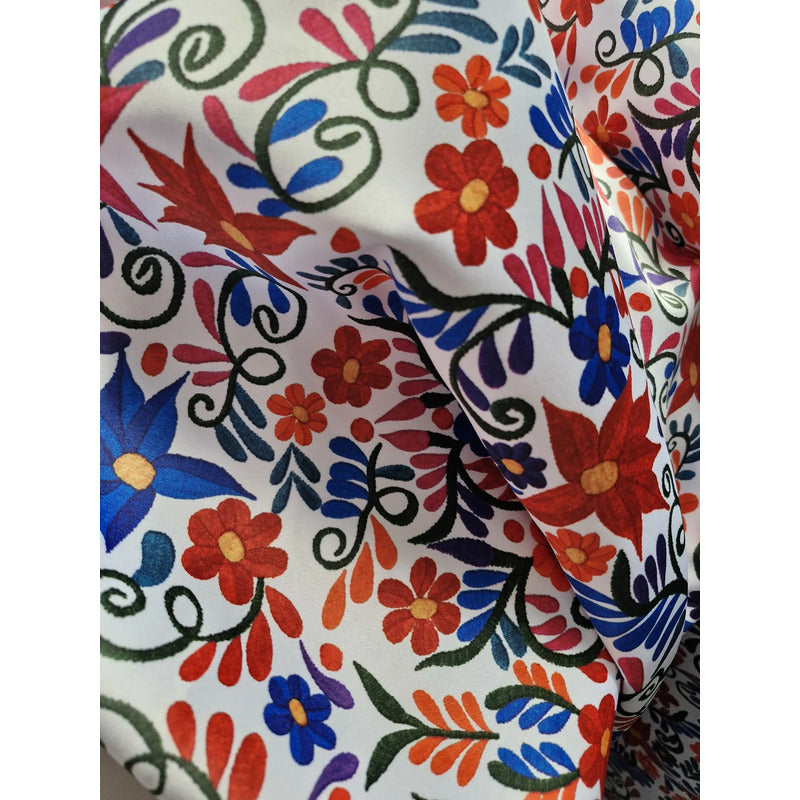 Tela Estampada México Efecto Bordado Y Mandalas (1 Metro)