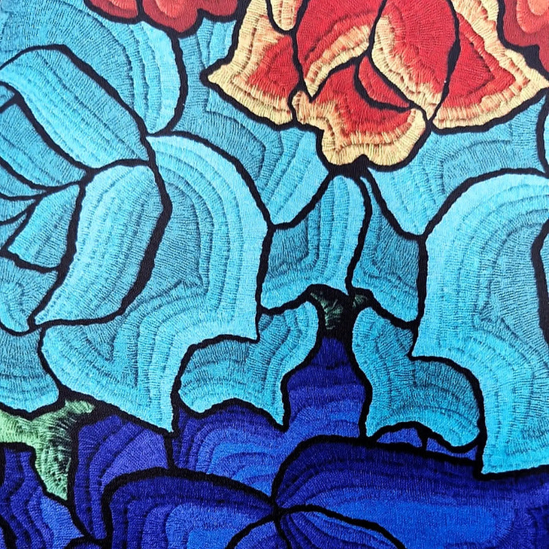 Tela Estampada Patrones Mexicanos, Bordados, Rosas (1 M)
