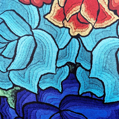 Tela Estampada Patrones Mexicanos, Bordados, Rosas (1 M)