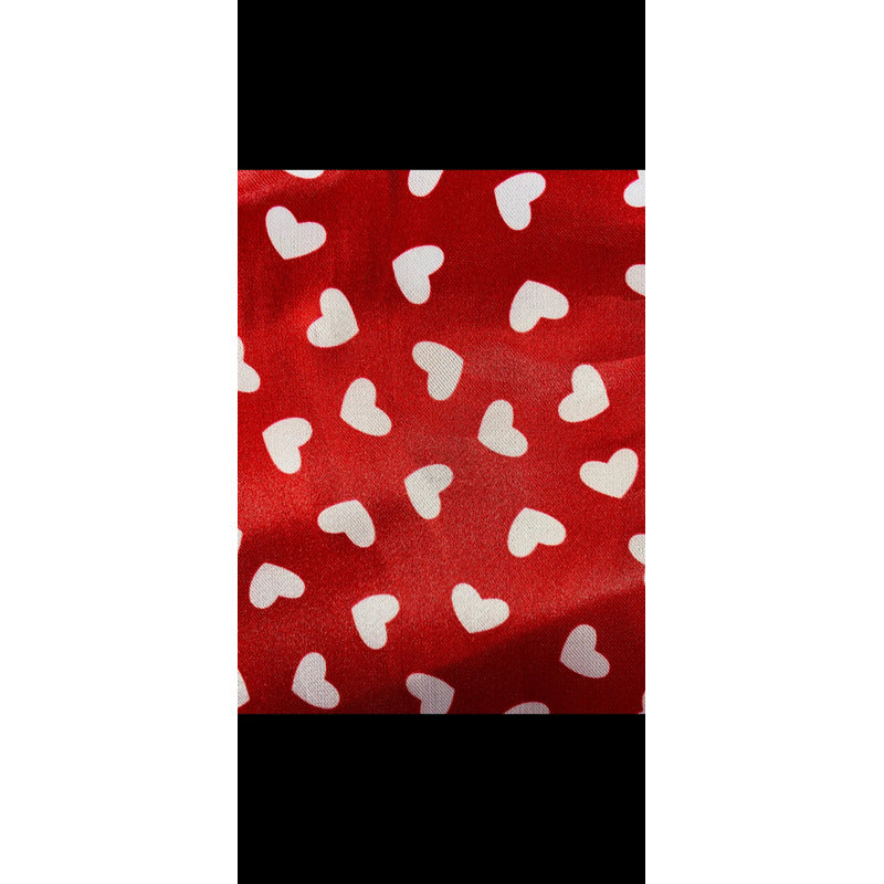 Tela Satín 14 De Febrero Corazones (1 Metro) Rojo Corazones Blancos