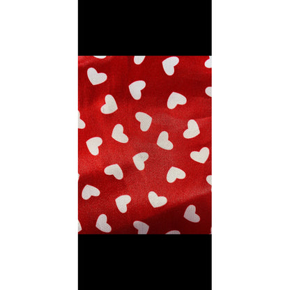 Tela Satín 14 De Febrero Corazones (1 Metro) Rojo Corazones Blancos
