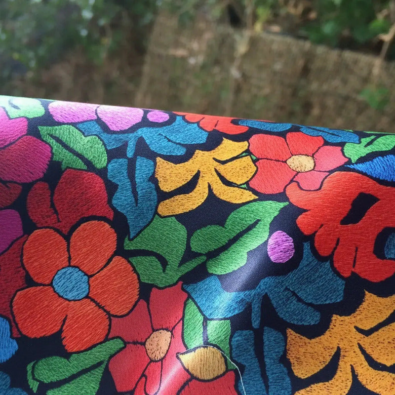 Tela Estampada Patrones México Flores Y Aves Coloridos  (1m)