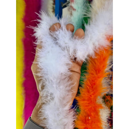 Boa Estola Marabu Trikelle - Plumas Artificiales Elegantes Blanco