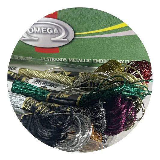 Hilo Metálico Para Bordar Omega - Caja Con 6 Madejas Color Metalico Surtido Metalico