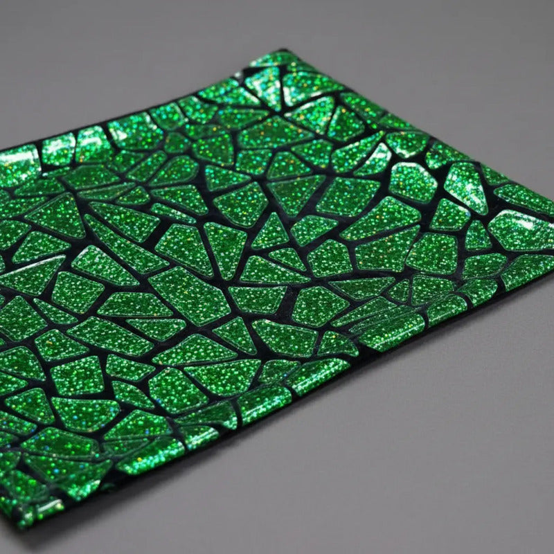 Tela Premium De Terciopelo Con Espejo Vestuario Circo (1m) Verde Holográfico