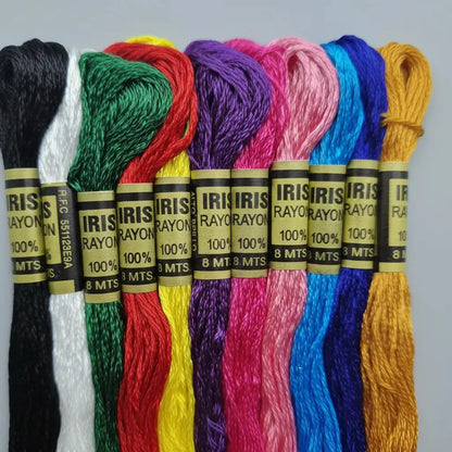 Hilo Iris Rayón Con 12 Madejas . Multicolor Primarios