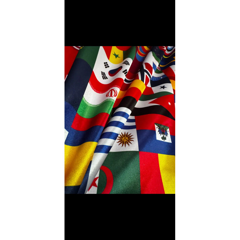 Tela Estampada Banderas Internacionales Soccer 1mt Multicolor Banderas