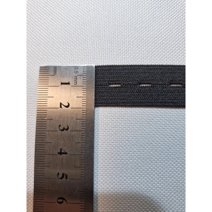 Elástico De Ojal Para Confección Ajustable 2cm -25 Mts Ojal Negro