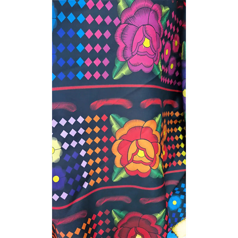 Tela Estampada Patrones Mexicanos, Bordados, Rosas (1 M)