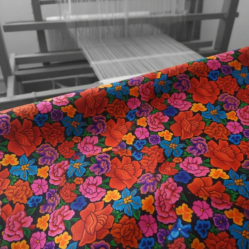 Tela Estampada Patrones México Flores Y Aves Coloridos  (1m)
