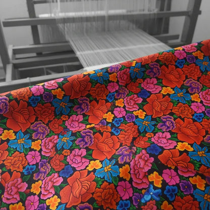 Tela Estampada Patrones México Flores Y Aves Coloridos  (1m)
