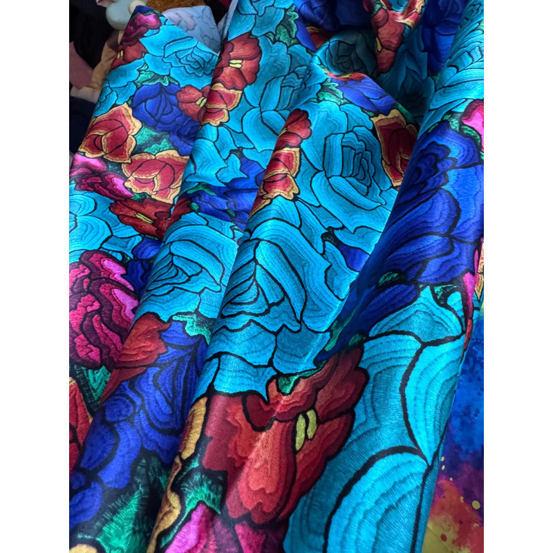 Tela Estampada Patrones Mexicanos, Bordados, Rosas (1 M)