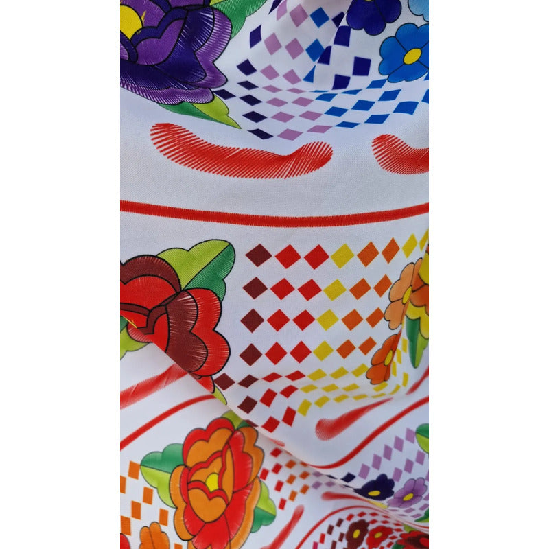 Tela Estampada Patrones Mexicanos, Bordados, Rosas (1 M)