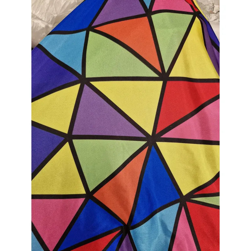 Tela Triángulos Brillante Modelo Soccer  (1 Metro) Colores Triángulos