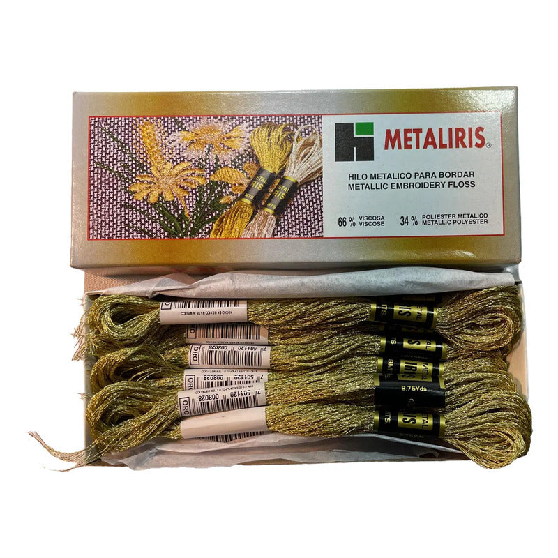 Hilo Vela Metálico P/ Bordar Metaliris (caja: 12 Madejas) Dorado