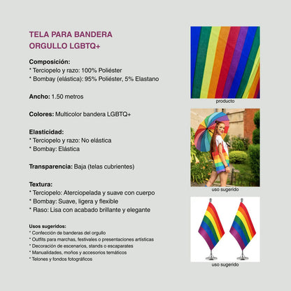 Tela Para Bandera Del Orgullo Lgbtq+ (1 Metro) Razo Tipo Zarape