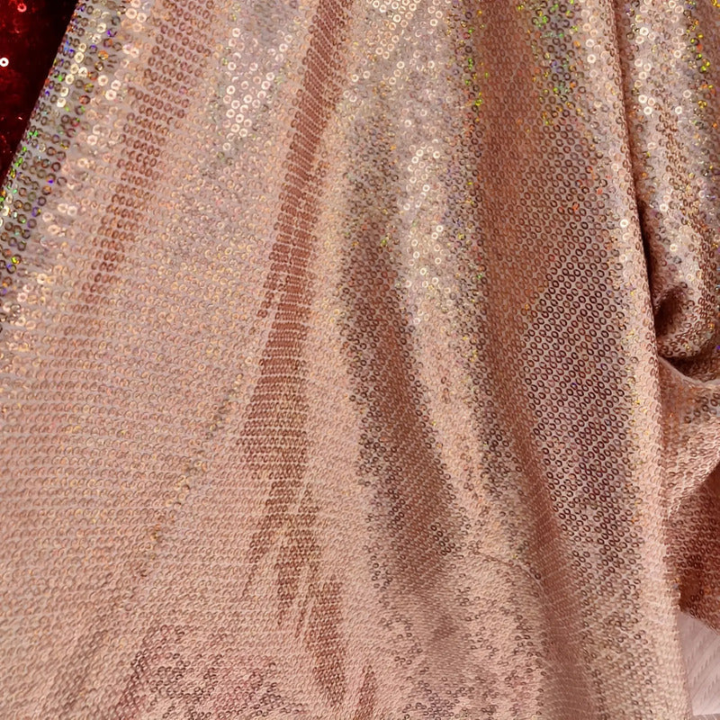 Tela Con Lentejuelas Varios Colores Vestidos De Gala (1 M) Rosa Pálido Holográfico