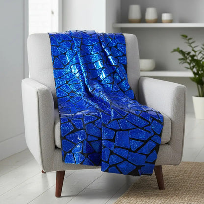 Tela Premium De Terciopelo Con Espejo Vestuario Circo (1m) Azul Holográfico