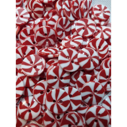 Boton Navideño Caramelo T44 De 28mm Con 72 Pzas. Rojo/blanco Caramelo
