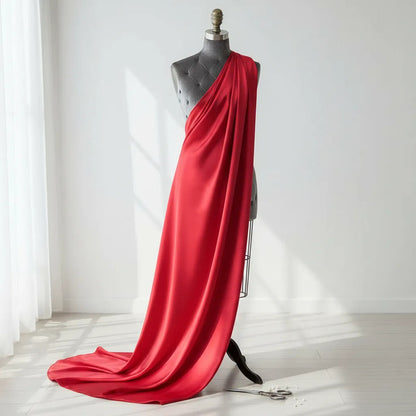 Tela  Satin Back , Para Vestido Y Pijamas( 1 Metro) Rojo Liso