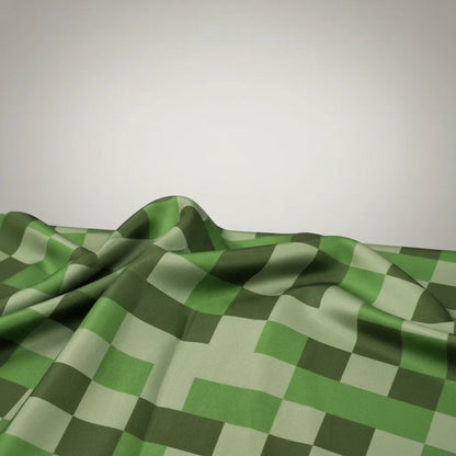 Tela Estampa Bombay  De Minecraft (1 Metro) Verde Cuadros