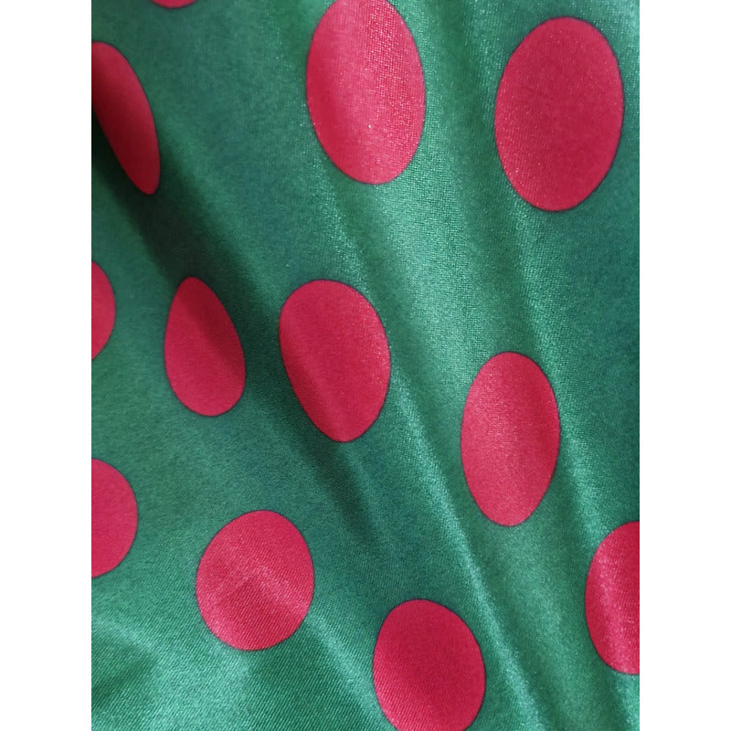 Tela Satinada Bolas Grandes Rojas ( 1metro) Verde Satin Bolas Grandes