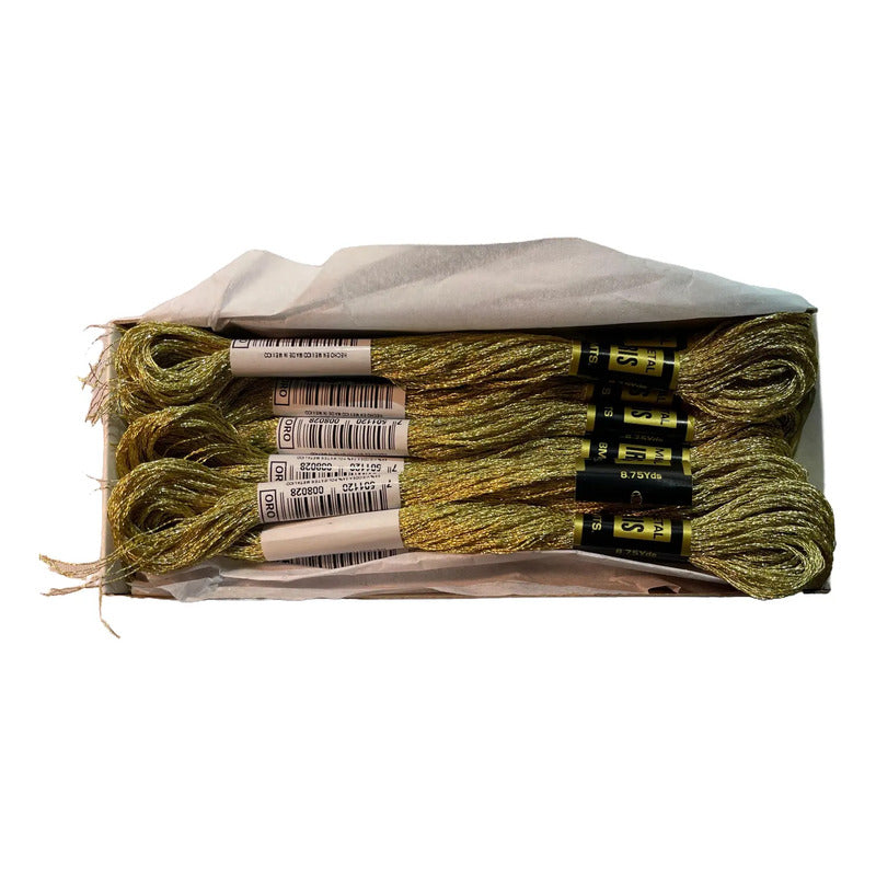 Hilo Vela Metálico P/ Bordar Metaliris (caja: 12 Madejas) Dorado