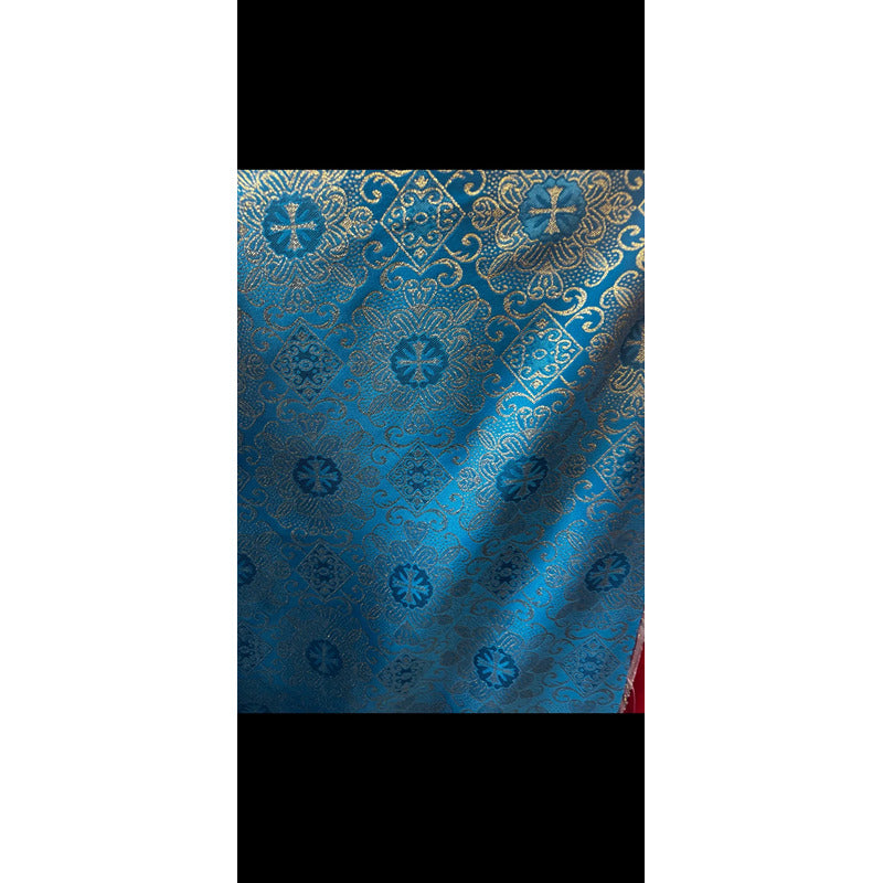 Tela Jacquard Litúrgica Para Iglesia Altar 2m Turquesa Litúrgica