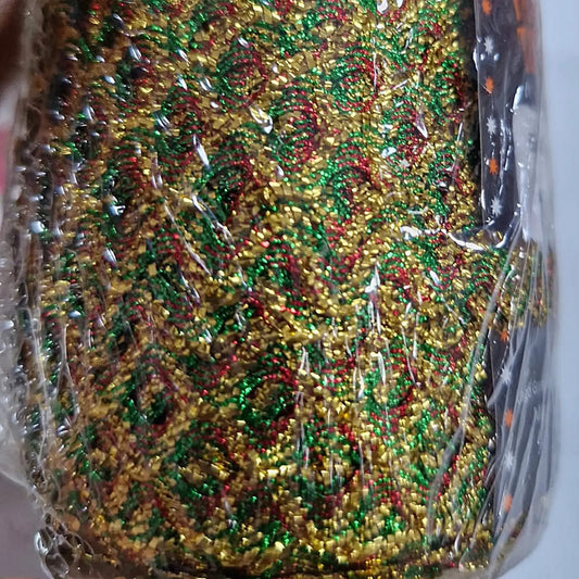 Espiguilla Dorada Metalizada Tricolor Patrio/navideño(rollo) Dorado Tricolor