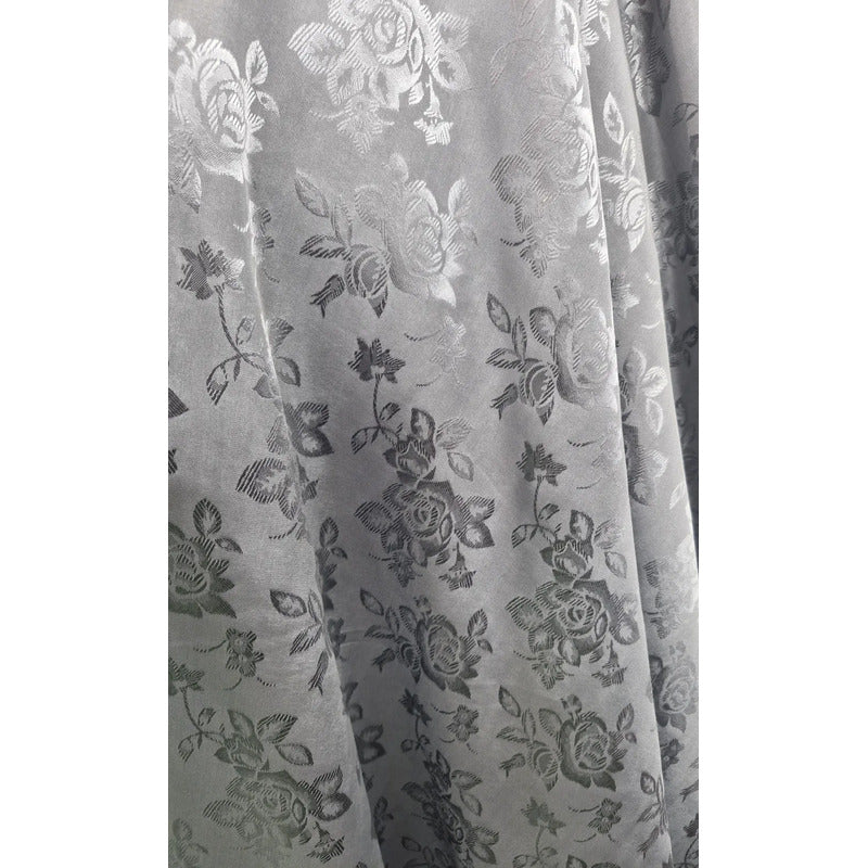 Tela Raso Jaquard, Vestidos (1metro) Gris Con Relieve