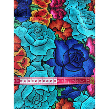 Tela Estampada Patrones Mexicanos, Bordados, Rosas (1 M)